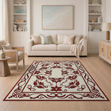 Ornate Red Lotus Floral Area Rug