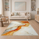 Orange Gold Abstract Area Rug