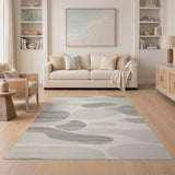 Beige and Neutral Abstract Organic Neutral Area Rug