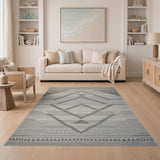 Grey Geometric Diamond Pattern Area Rug
