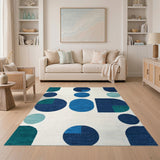 Geometric Modern Blue and Teal Blue Teal Geometric Circle Area Rug