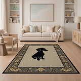 Dachshund Silhouette Beige Area Rug