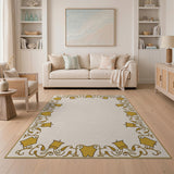 Luxurious Gold Ornate Border Area Rug
