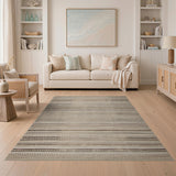 Beige Striped Woven Heritage Rug
