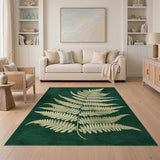 Golden Fern Leaf Emerald Green Area Rug