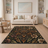 Ornate Brown Floral Mandala Area Rug