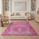 Vibrant Pink Tribal Geometric Area Rug