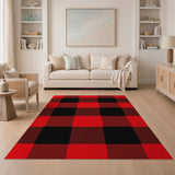 Red Rustic Farmhouse Red Black Buffalo Plaid Rustic Area Rug
