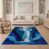 Teal Waterfall Geometric Modern Rug