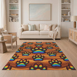 Kids Cartoon Rainbow Paw Print Kids Area Rug