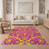 Psychedelic Pink Yellow Swirl Area Rug