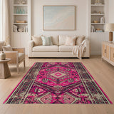 Vibrant Pink Heritage Tribal Area Rug