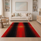 Bold Red Black Halftone Stripe Area Rug
