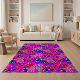 Vibrant Pink Cartoon Bird Scooter Rug