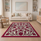 Vintage Red Floral Area Rug
