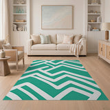 Teal Geometric Maze Area Rug