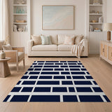 Grid Bold Black White Geometric Grid Area Rug