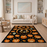 Playful Jack-O'-Lantern Halloween Pumpkin Rug