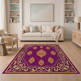 Royal Purple Persian Rug with Golden Flame Motifs