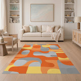 Vibrant Orange Abstract Area Rug
