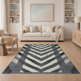 Geometric Modern Black White Zigzag Geometric Area Rug