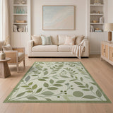 Vintage Green Leaves and Berries Area Rug