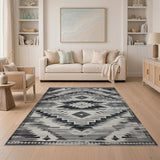 Grey Grey Southwestern Geometric Area Rug