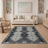 Grey Geometric Diamond Southwestern Rug