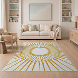 Yellow Golden Sunburst Geometric Area Rug