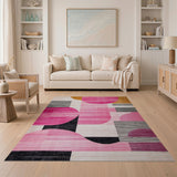 Multi-color and Patterns Vibrant Pink Orange Geometric Abstract Rug
