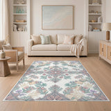 Pink Vintage Floral Medallion Area Rug