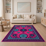 Vibrant Pink Teal Persian Area Rug