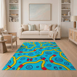 Doodle Maze Kids Cartoon Area Rug