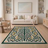 Green Gold Maze Southwestern Area Rug