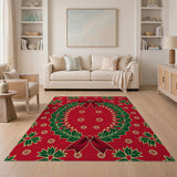 Festive Holly Wreath Red Area Rug