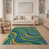 Vibrant Swirling Waves Abstract Area Rug