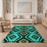 Teal Black Diamond Starburst Rug
