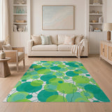 Vibrant Green Overlapping Bubbles Area Rug