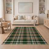 Green Brown Plaid Check Area Rug