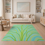 Teal Green Wavy Abstract Area Rug