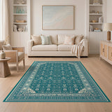 Floral Traditional Persian Teal Persian Floral Area Rug