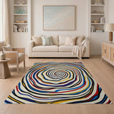 Hypnotic Multi-Color Spiral Abstract Area Rug
