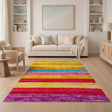 Vibrant Rainbow Stripe Tufted Area Rug