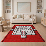 Red Mahjong Tiles Area Rug