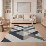 Modern Geometric Zigzag Grey Area Rug