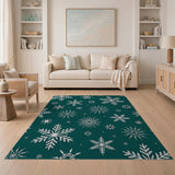 Geometric Modern Green Emerald Green Snowflake Area Rug