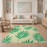 Coastal Beach Vibrant Green Palm Leaf Area Rug
