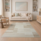 Beige Geometric Block Area Rug
