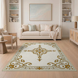 Elegant Gold Ornate Frame Area Rug
