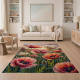 Sunset Poppy Field Area Rug